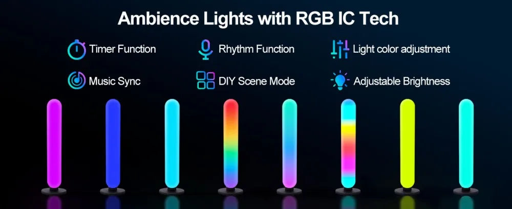 USB LED Light Bar RGB Color Changing TV Backlight Remote Symphony Atmosphere Light Strips Music Rhythm Ambient Pickup Lamp Decor